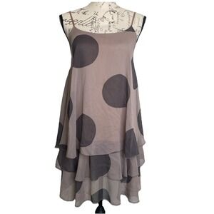 Anthropology‎ ad:hoc Sz S Sundress Retro Ruffle Layers Brown Polka Dot